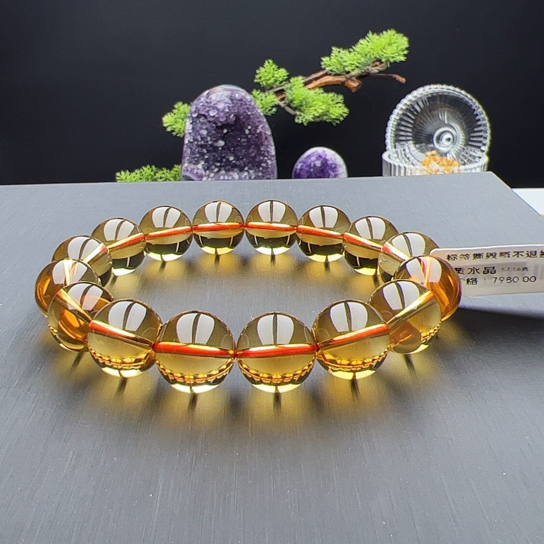 水晶手链未镶嵌小****e黄水晶13.6mm57.16