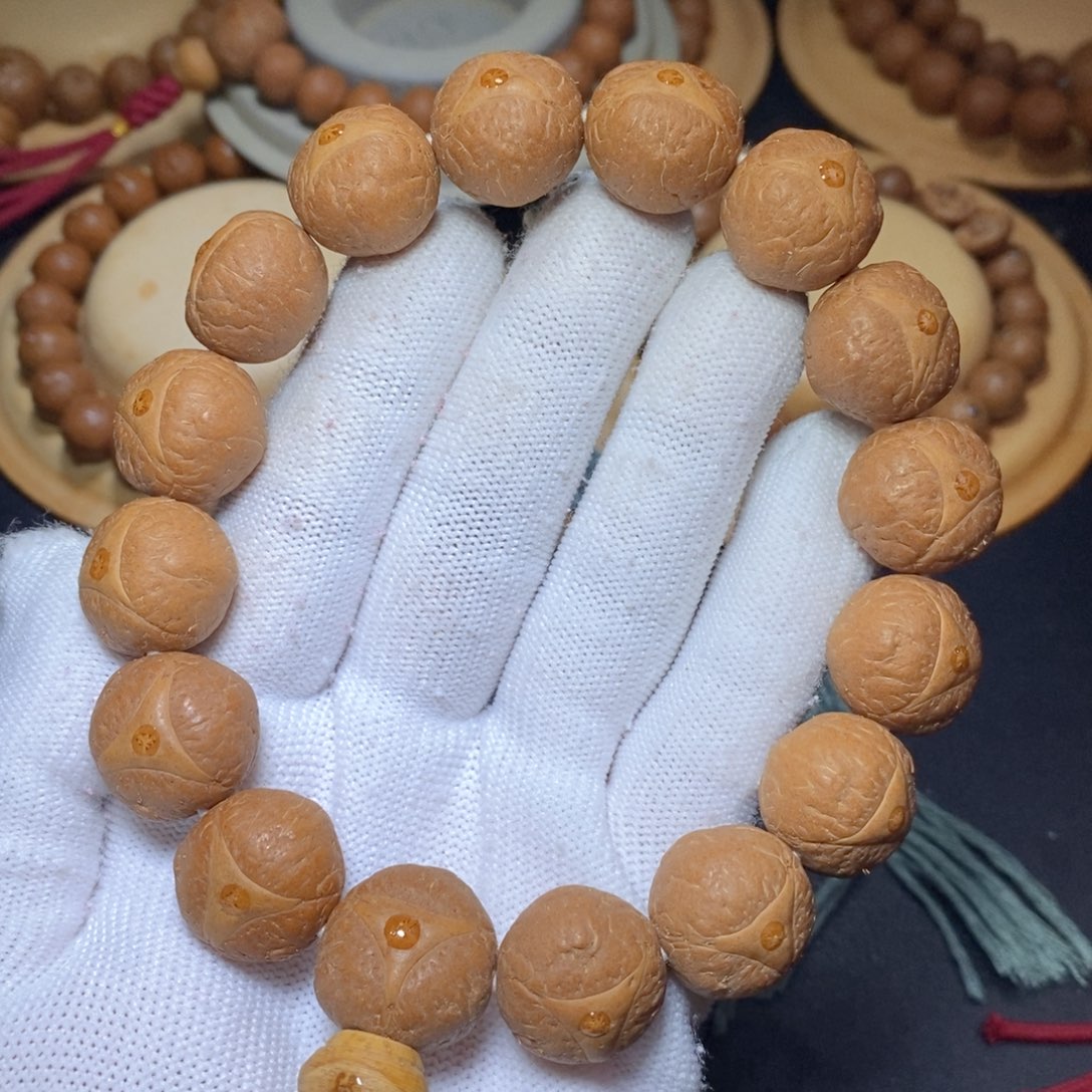 手串龙眼菩提18mm龙眼红皮同树 单圈15颗