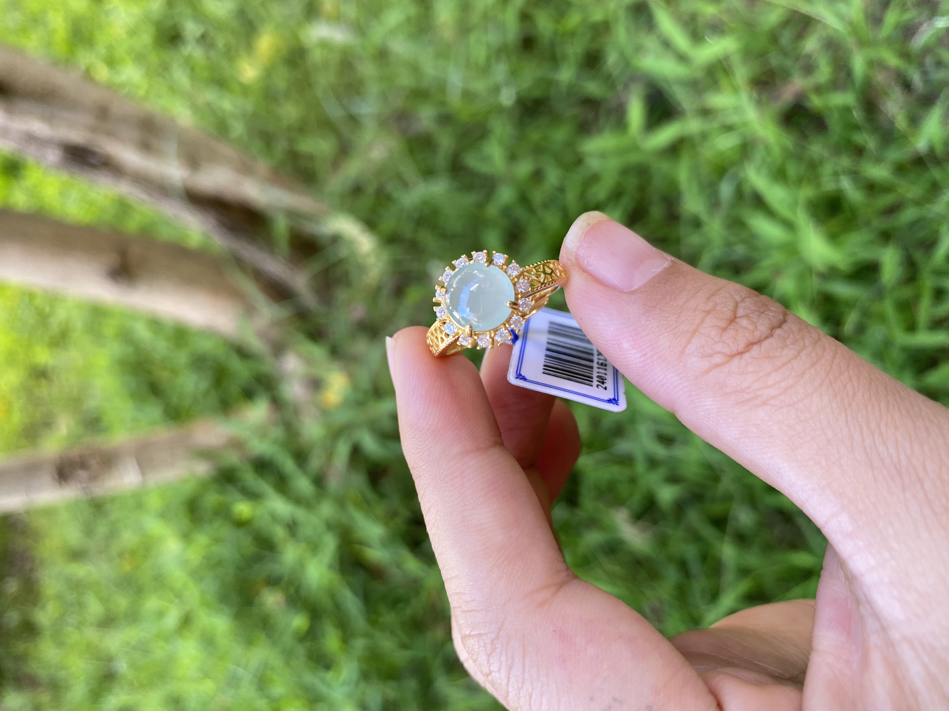 天然缅甸翡翠A货925银镶嵌戒指