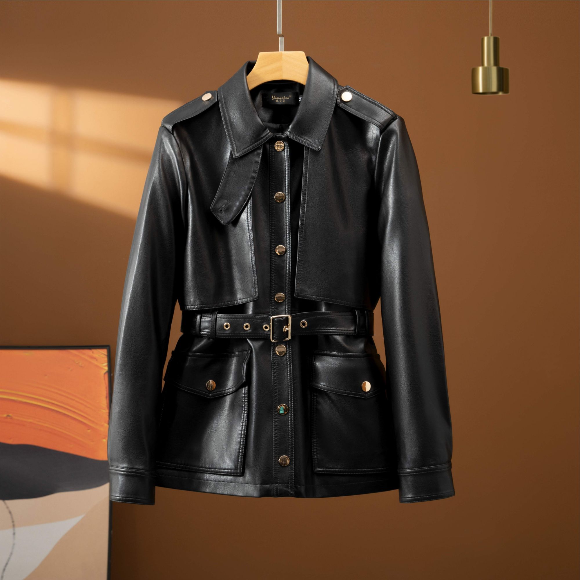 海宁真皮皮衣 中长款街头风修身型宽松型皮衣外套秋冬 YMK-666