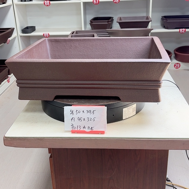 紫砂花盆中双线大