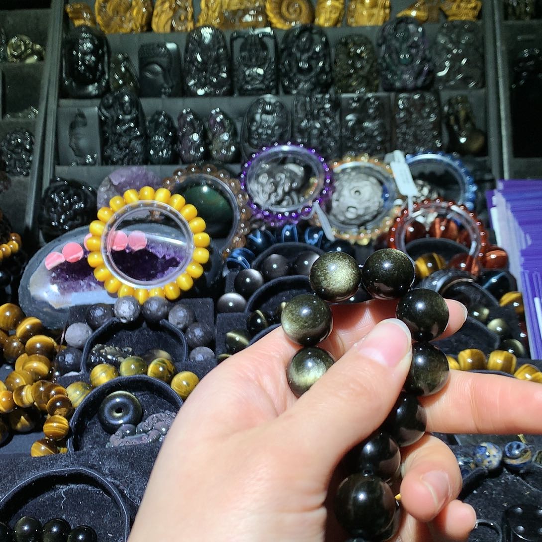 黑曜岩手链未镶嵌露*，