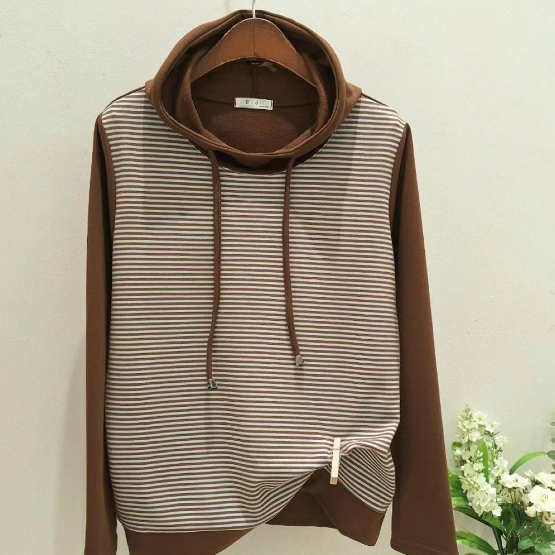 韩国东大门新款休闲时尚女士宽松显瘦加绒帽衫