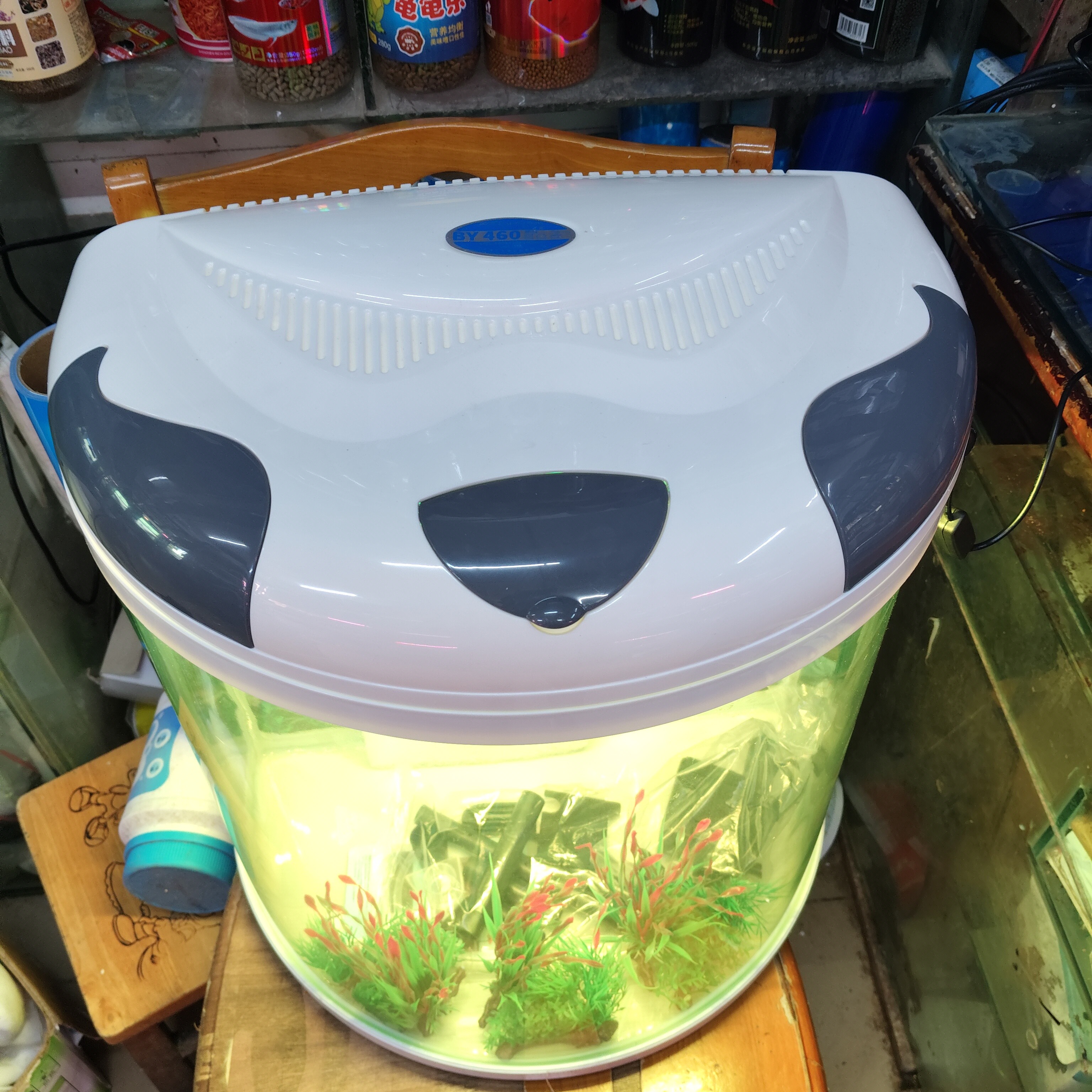 小型家用自循环半圆圆柱鱼缸水族箱客厅落地式生态玻璃创意