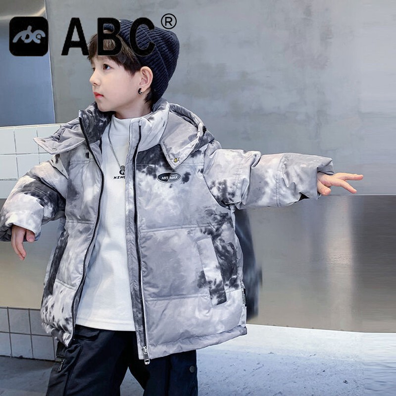 ABC男童白鸭绒迷彩羽绒服