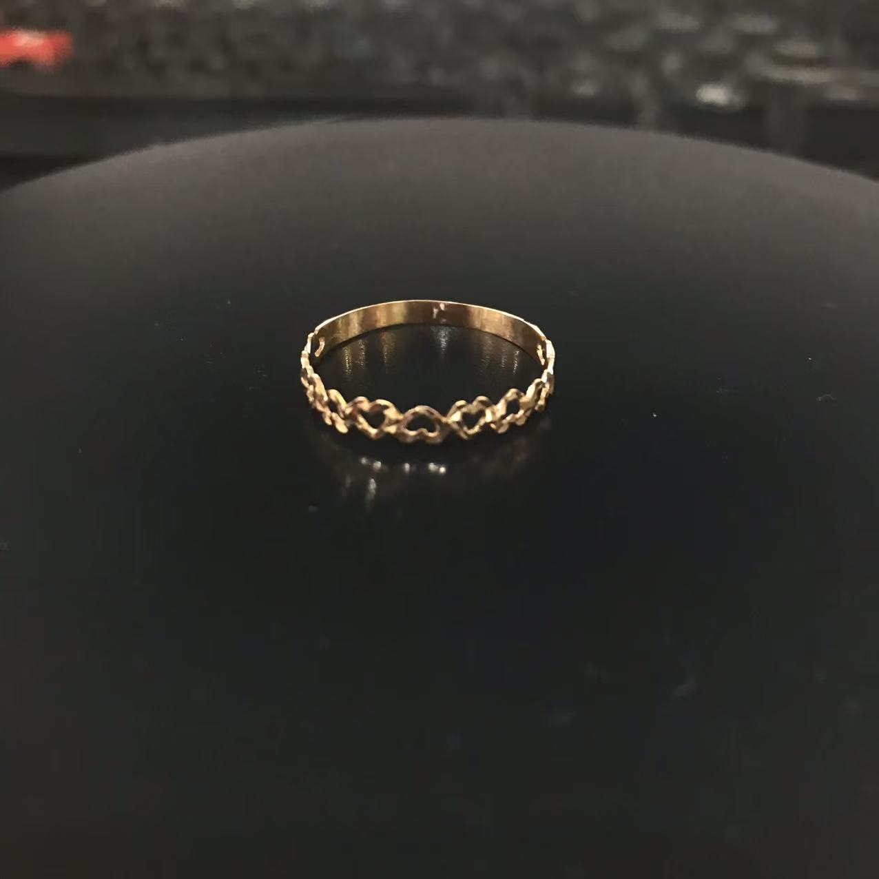 14K玫瑰金镂空爱心戒指时尚气质百搭11码