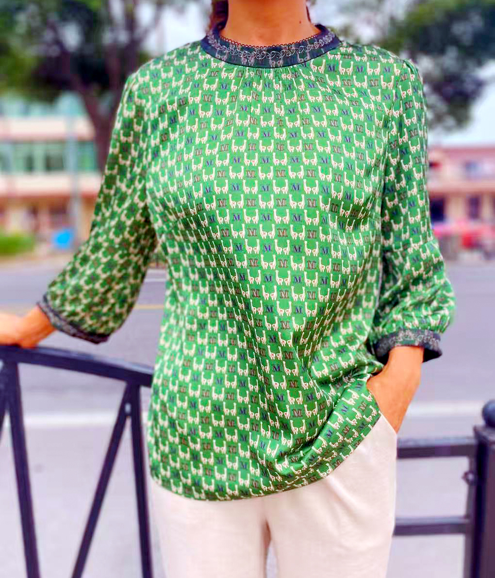 热岛服饰依梵哲专柜正品中老年微胖妈妈装秋季七分袖衬衫