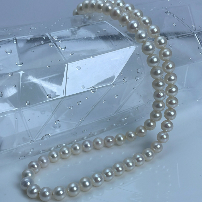 天然淡水珍珠项链6-7m近正圆无核极强光无暇诸暨正宗真品项链