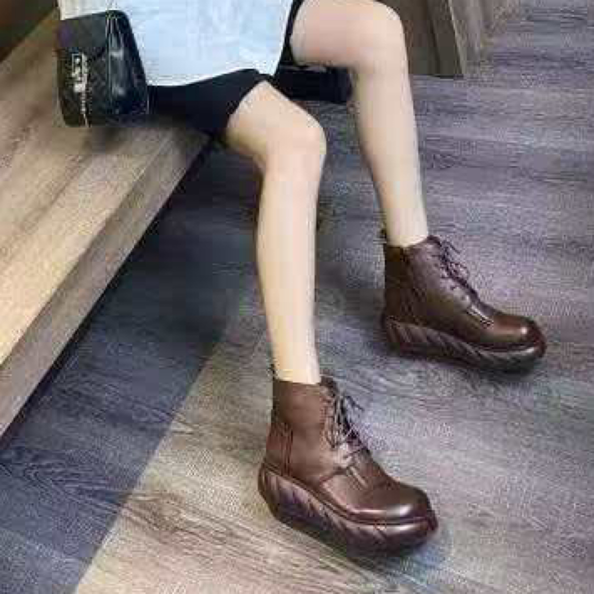 头层牛皮复古马丁靴女秋季英伦风真皮短靴休闲百搭