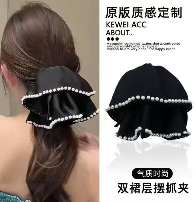 女抓夹千金风森系甜美简约风发夹时尚法式网红百搭黑色发夹小香风