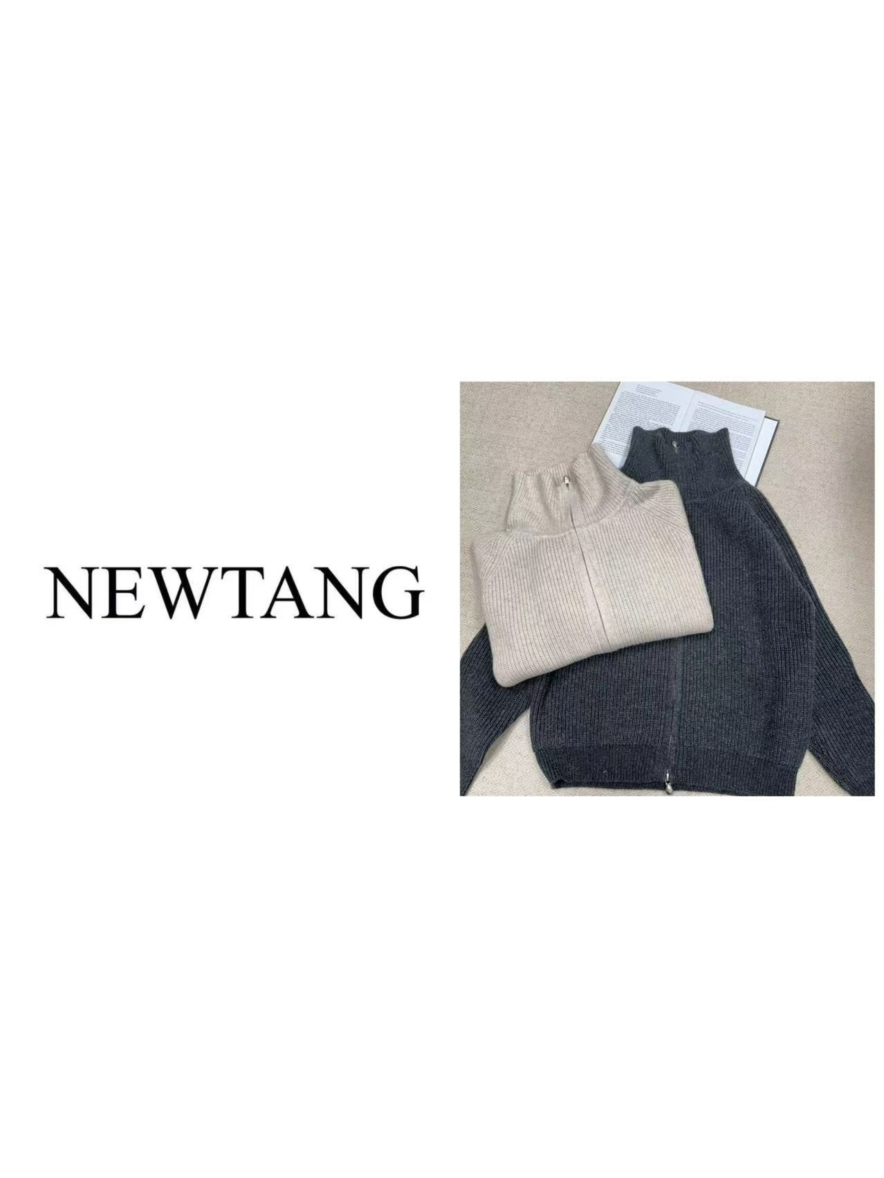 【落日剪影】192(含羊毛)女外穿长袖百搭双拉链宽松显瘦毛衣外套