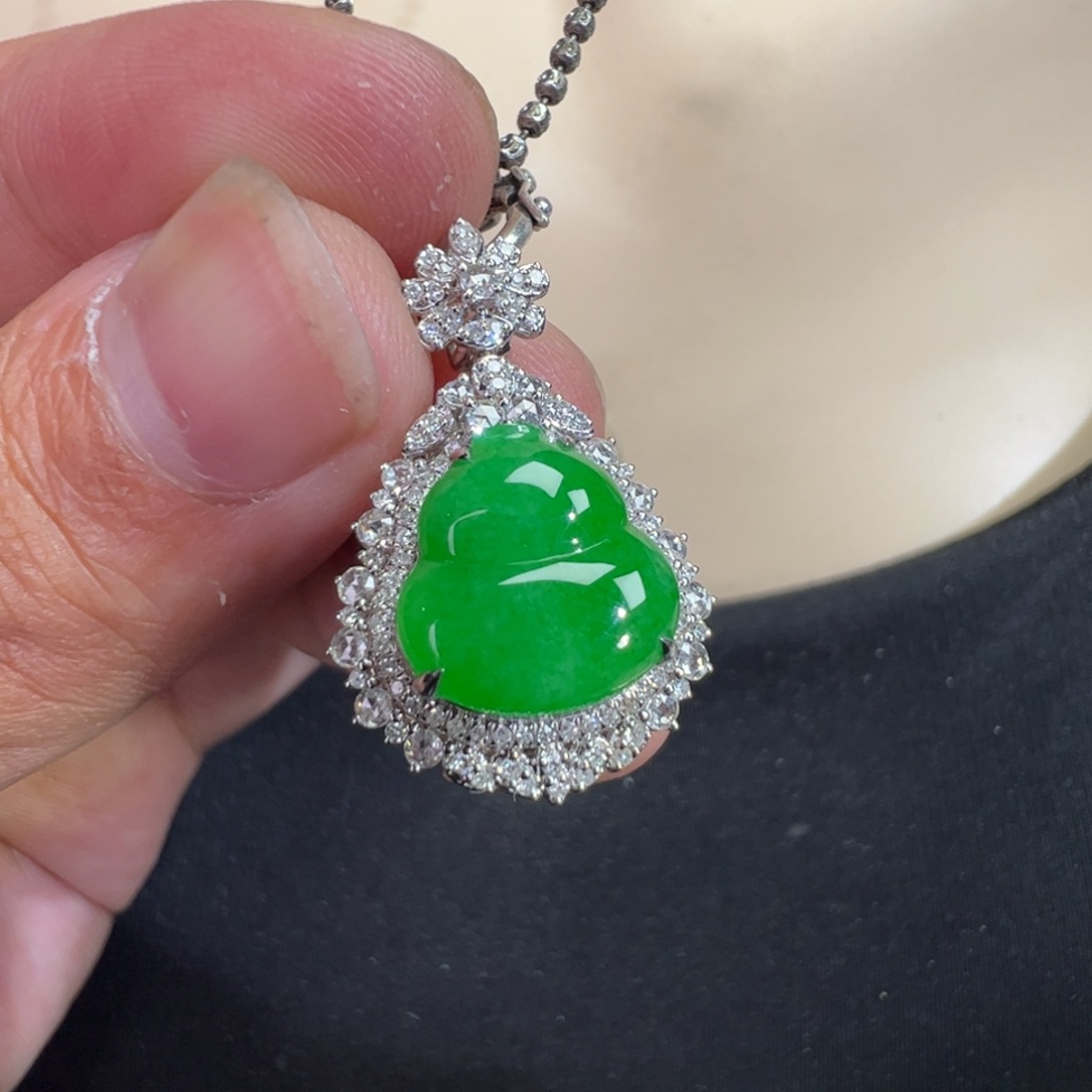 翡翠18K金镶嵌吊坠(不含链)