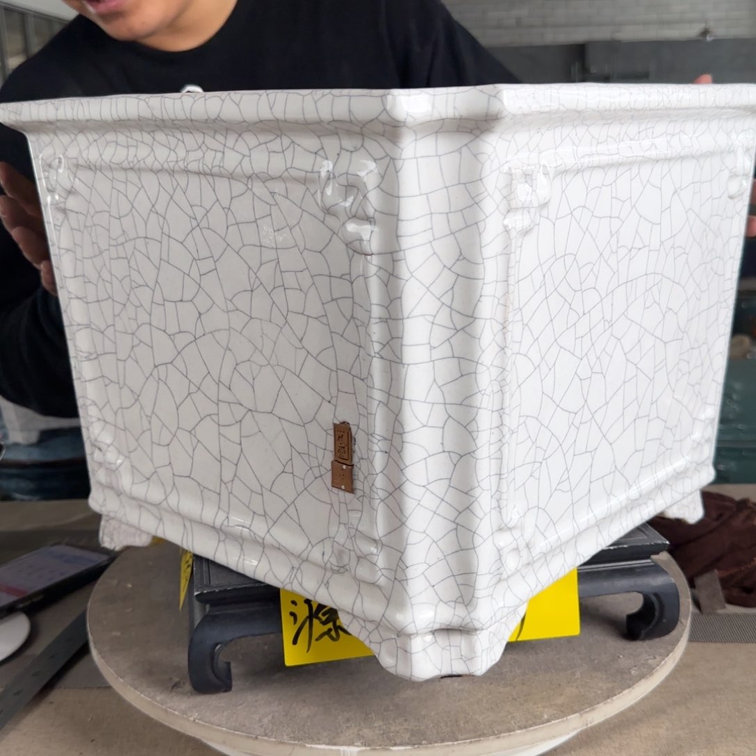 陶。一风堂石湾花盆 开片裂