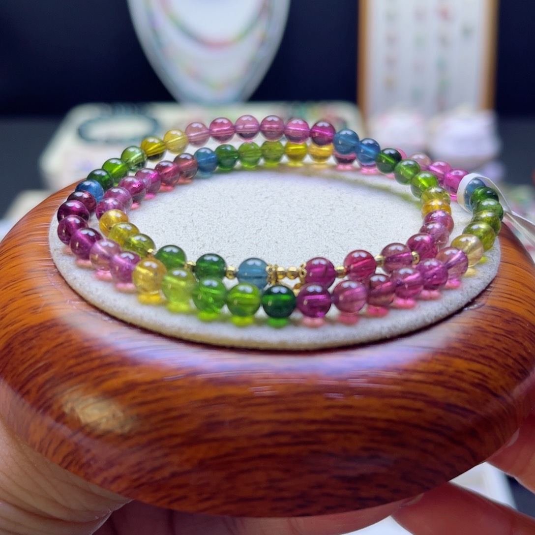 碧玺手链未镶嵌彩虹5.2mm