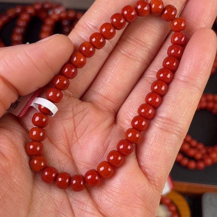 南红玛瑙手链未镶嵌锦红