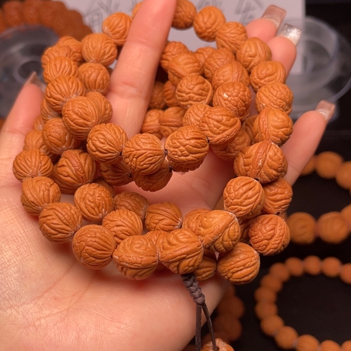 桃核手串1.3尺寸聚宝盆88籽脖挂（14号链接）
