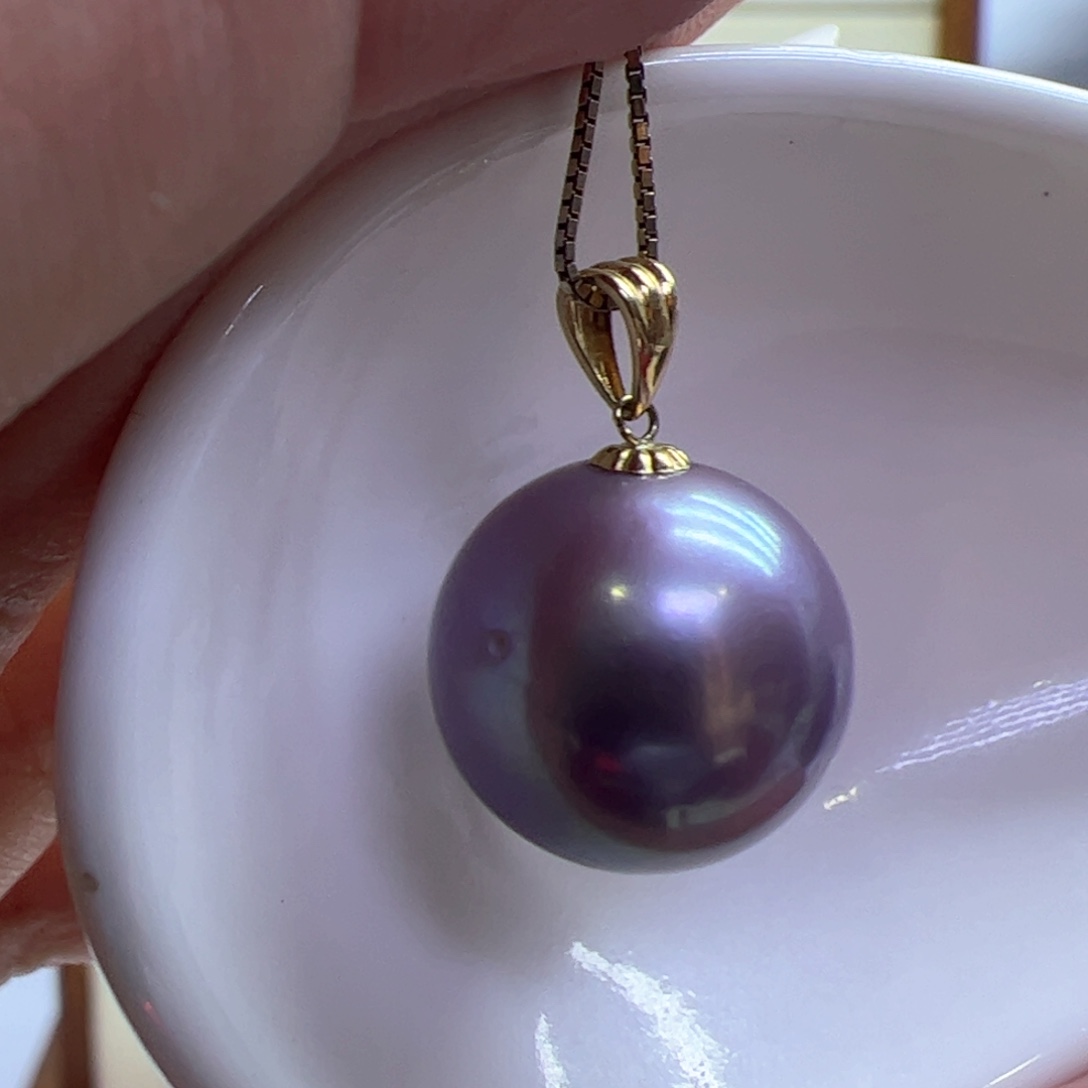 淡水珍珠吊坠(赠链)18K金镶嵌