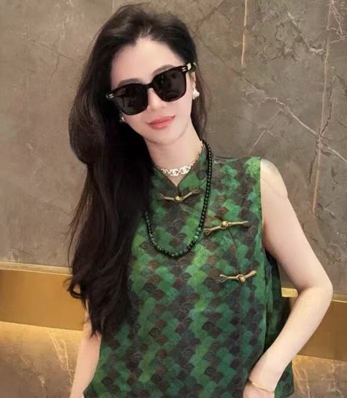 新中式改良无袖小衫年夏季斜襟盘扣唐装立领上衣2025B5486-小璐