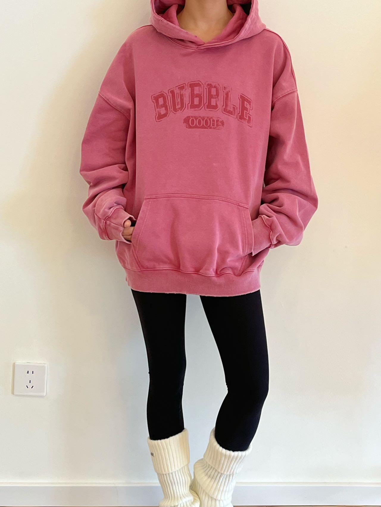 007  复古水洗做旧褪色字母连帽卫衣