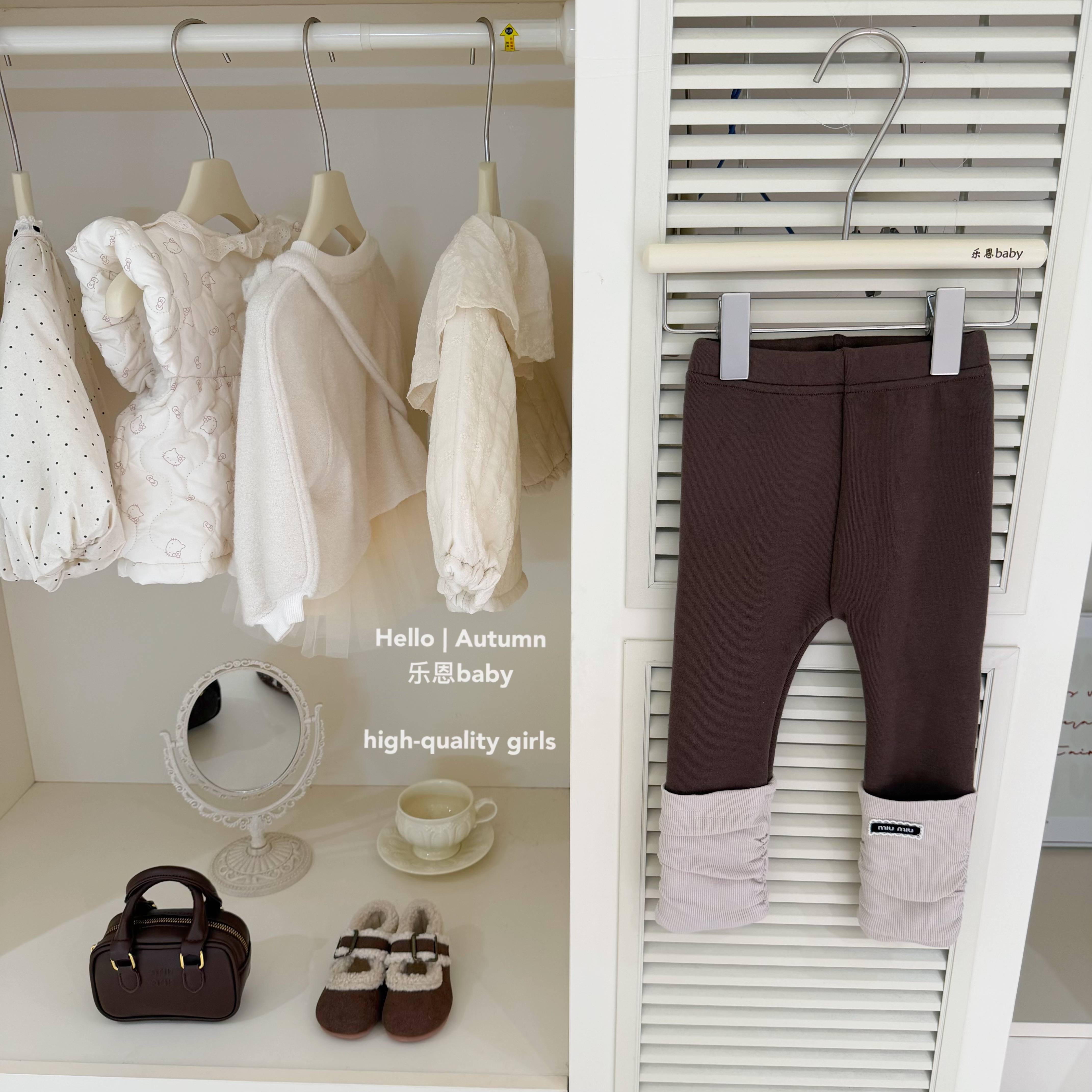 【乐恩童装】原创设计秋冬女童咖色加绒打底裤宝宝韩版百搭休闲裤