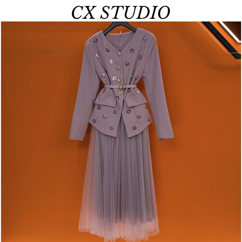 YC编码43 经典收腰轻奢时尚套装（定制女装）CX202