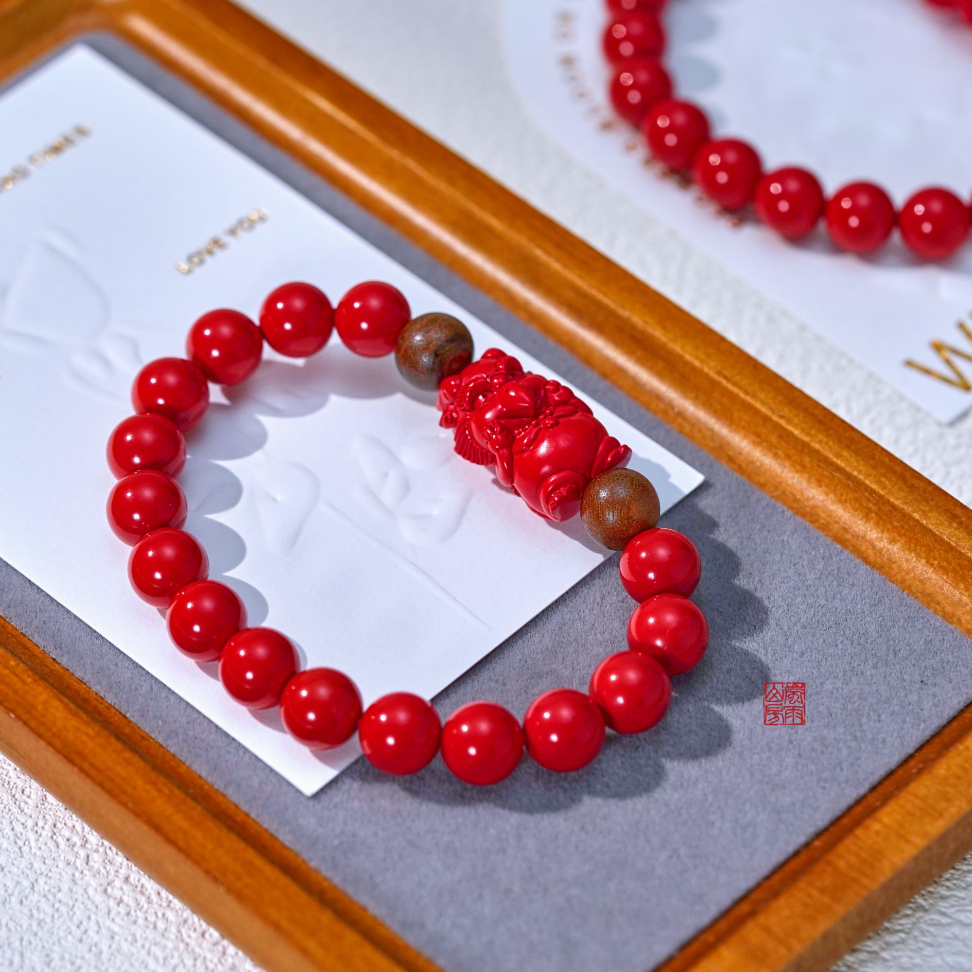 含辰砂工艺品朱砂  金翅大鹏守护手串单圈 10mm