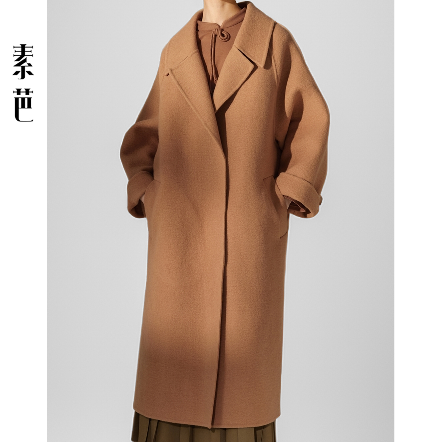 素芭经典气质双面呢大衣女冬季复古时尚休闲百搭保暖长外套SJ0778