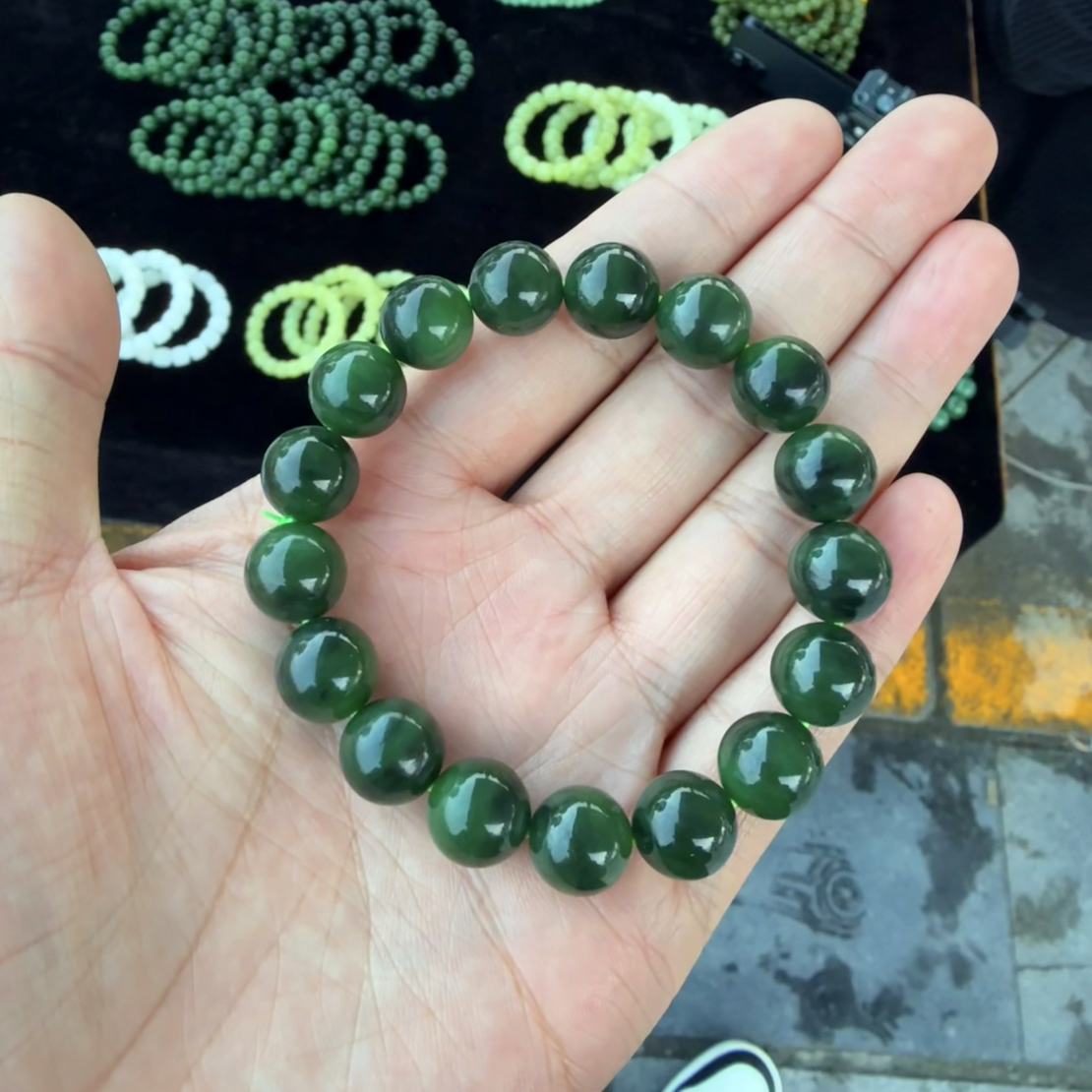 和田玉和田玉碧玉手串