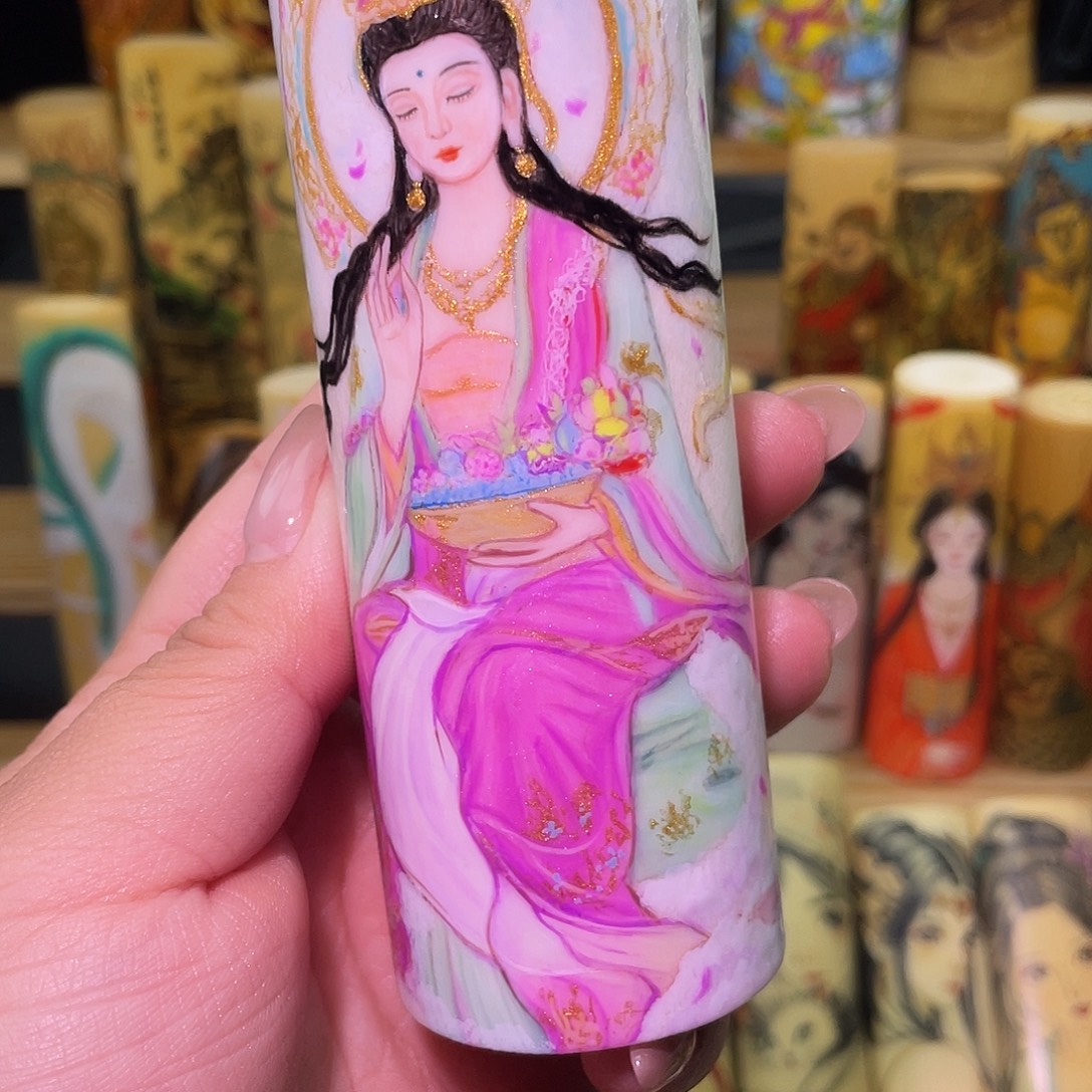 觉***沃实心竹手工作品观音鹿角