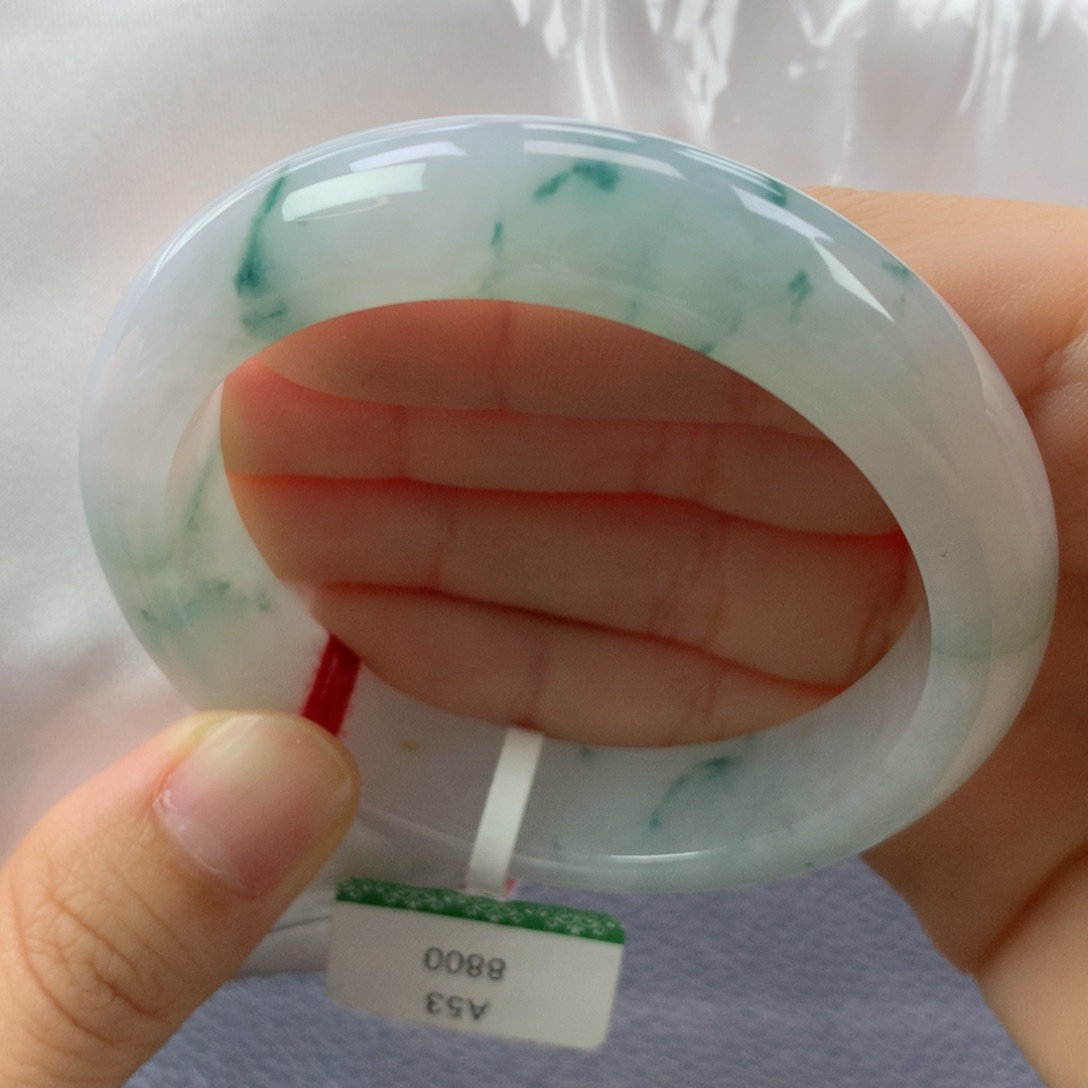 翡翠手镯未镶嵌缅甸天然翡翠A货53.8正