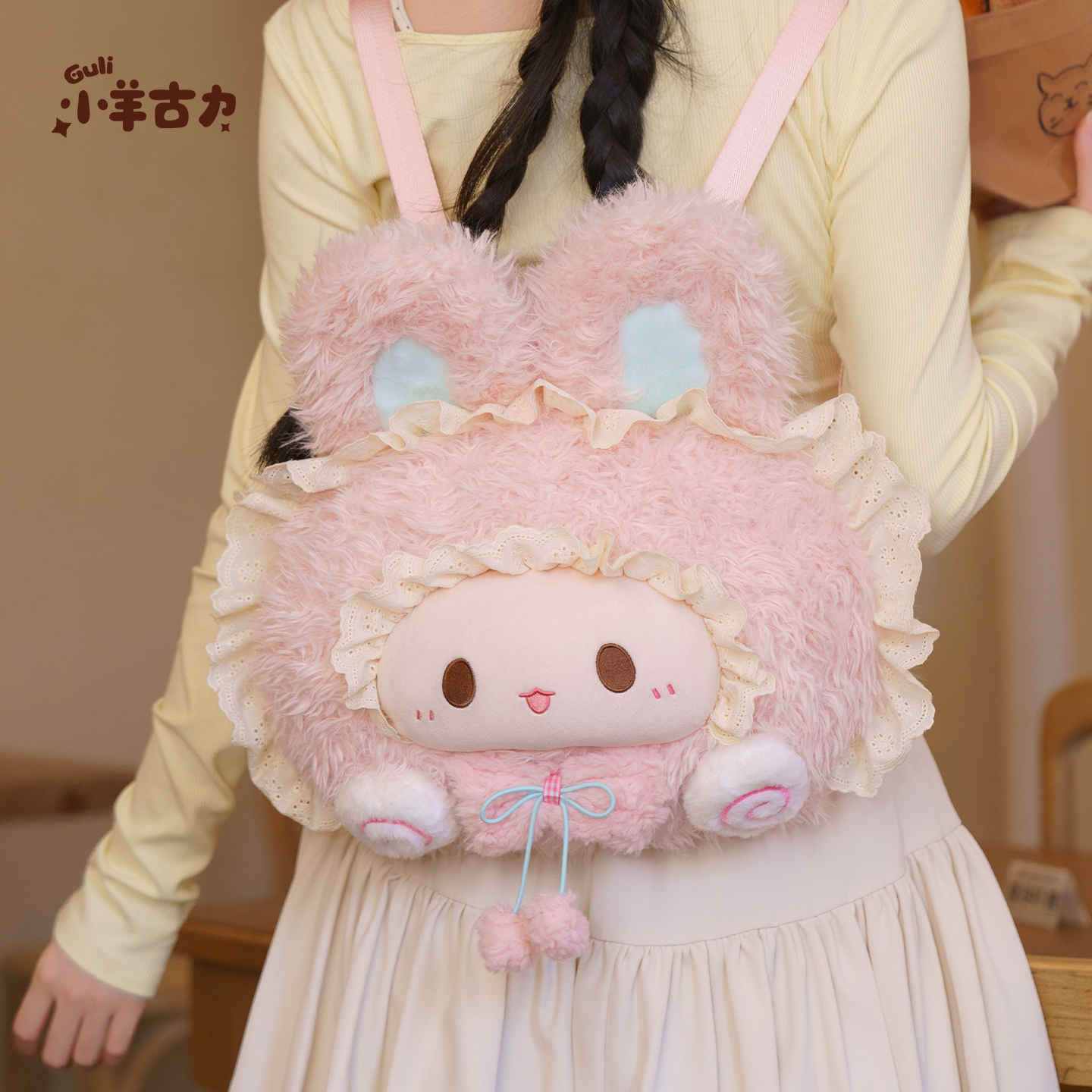 【小羊古力&Rubitu】可爱兔子大脸包毛绒玩偶双肩背包包lolita礼物