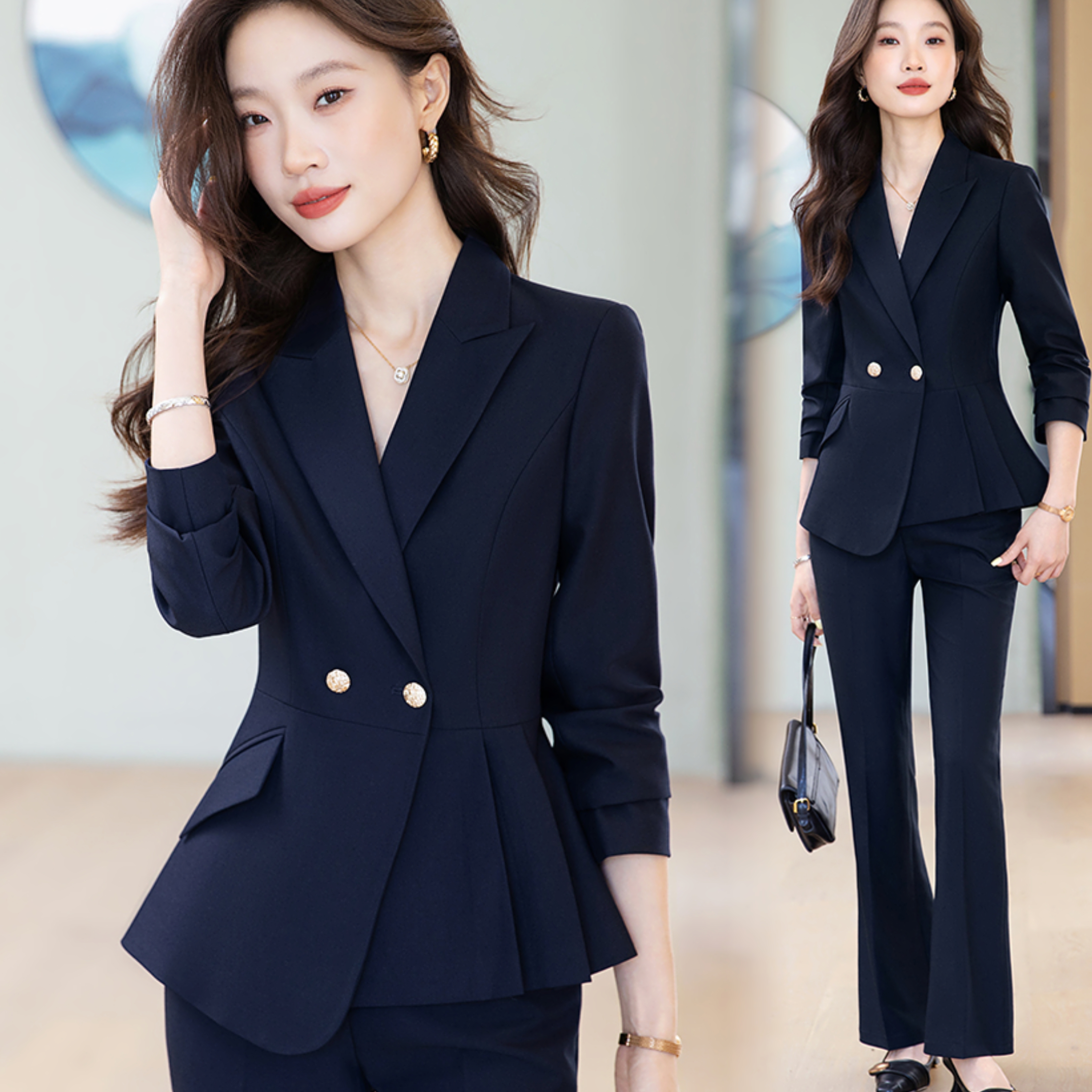 秋季新款西装套装女商务正装修身显瘦气质时尚职业装西服工作服
