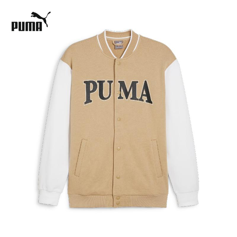 PUMA彪马针织夹克男秋季新款运动服卡其色拼接棒球服外套681267