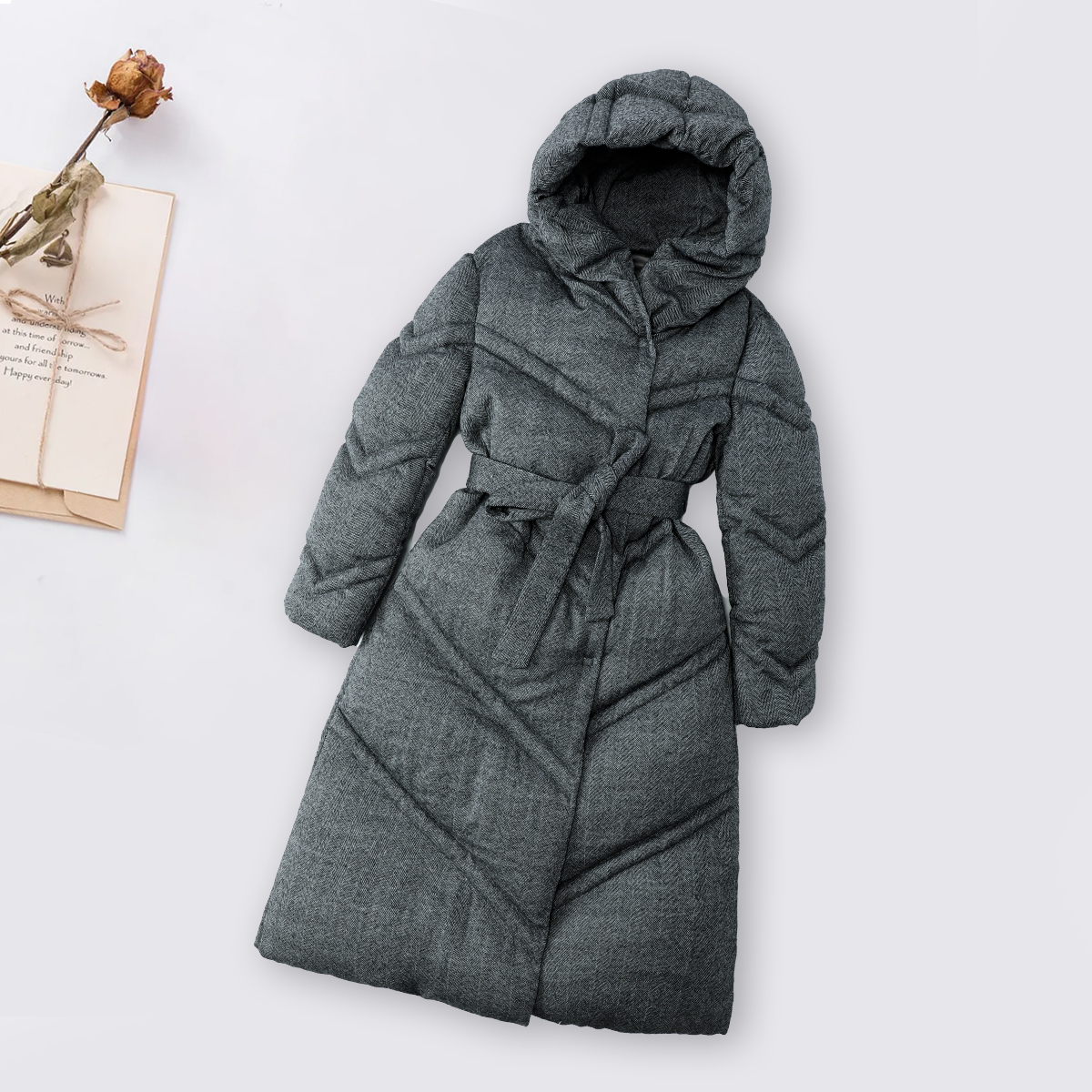 品牌新款羊毛鹅绒服时尚保暖冬季长款羽绒服44563