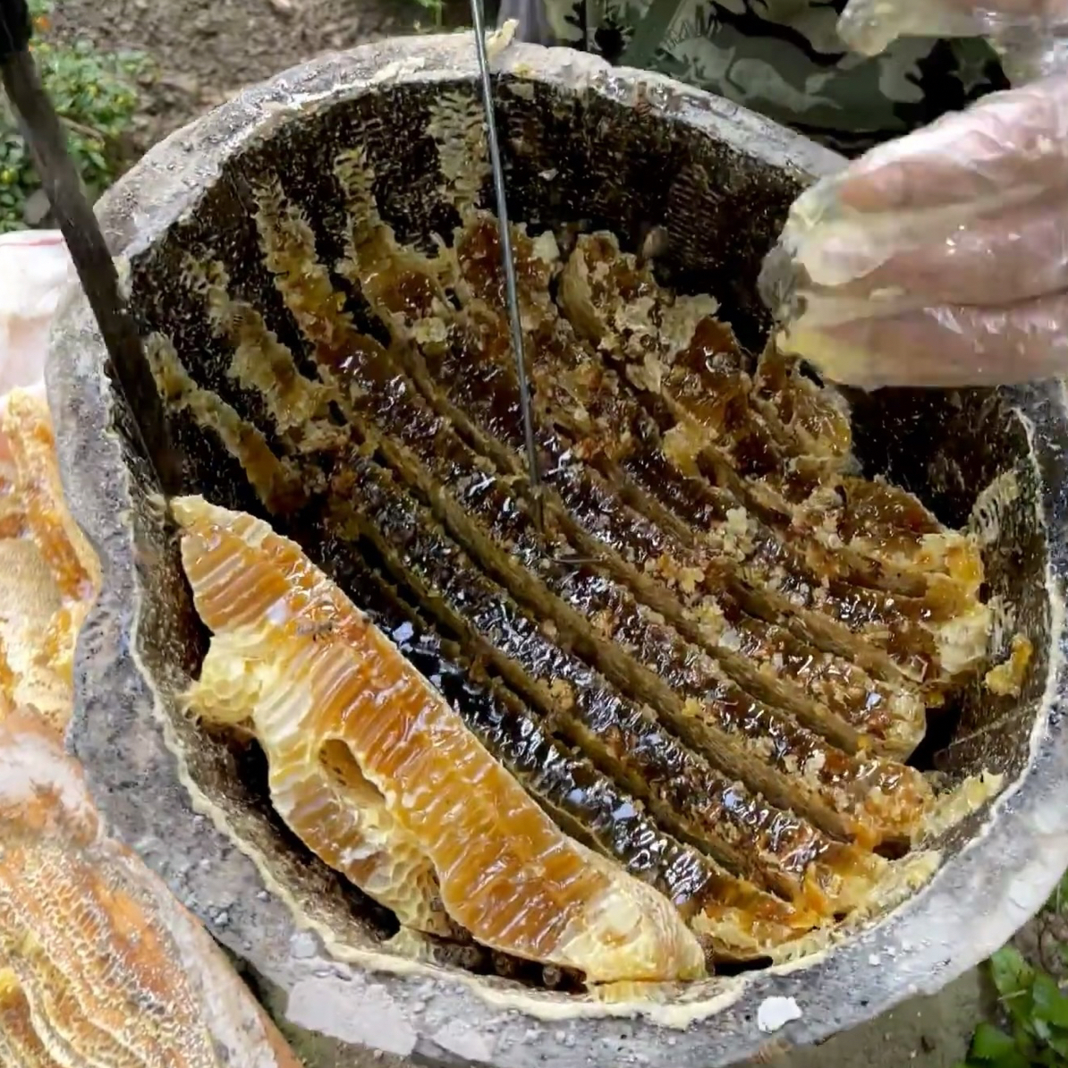 纯正农家木桶土蜂蜜蜂巢蜜
