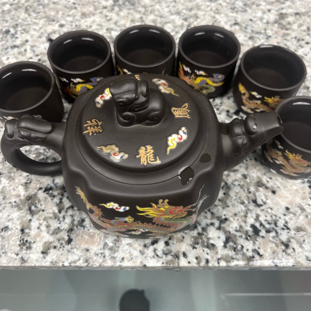 大容量600毫升四方龙凤一壶六杯变色凤鸣套装