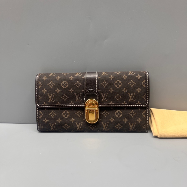 95新 LouisVuitton/路易威登 老花丹宁金扣长款钱包 尺寸19*10 