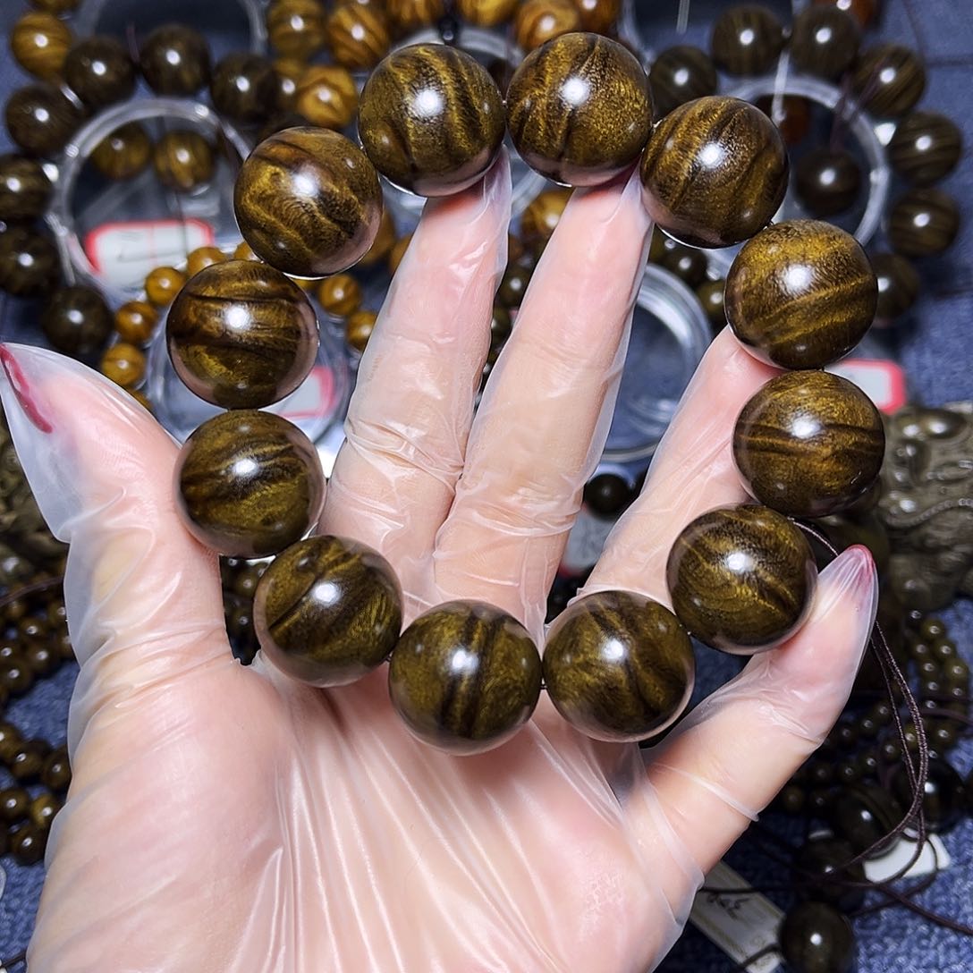 楠木（金丝楠）手串/手链2.0阴沉碳化料闪龙