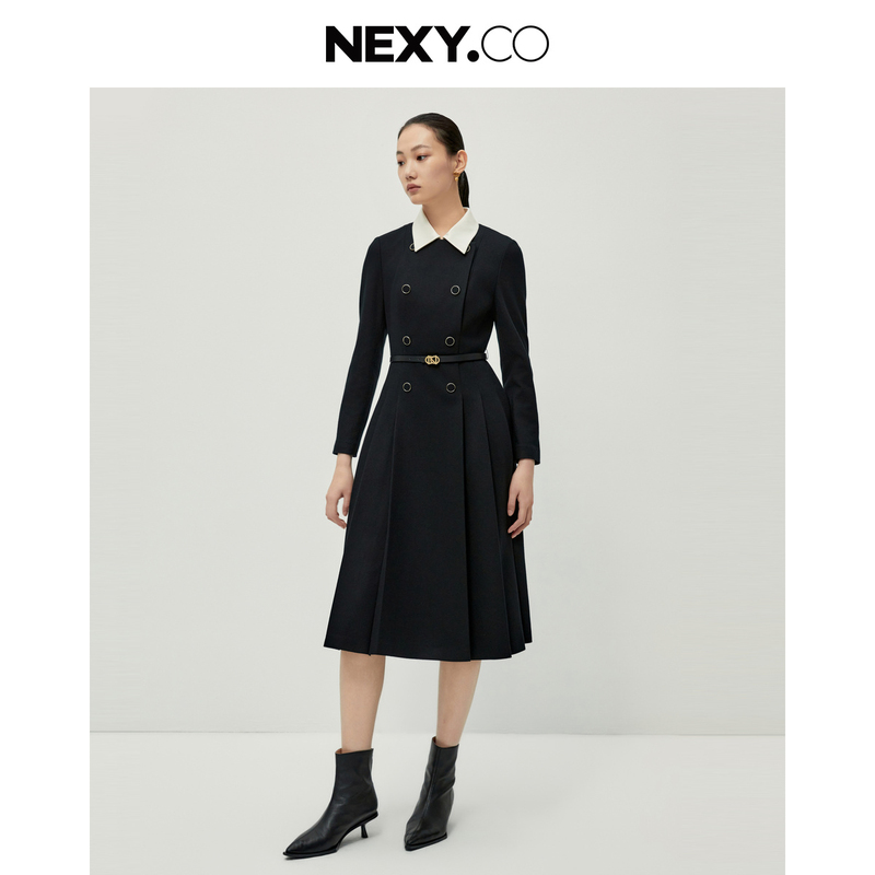 NEXY.CO/奈蔻气质领部可脱卸时尚连衣裙XF05649W0/XF05694A7