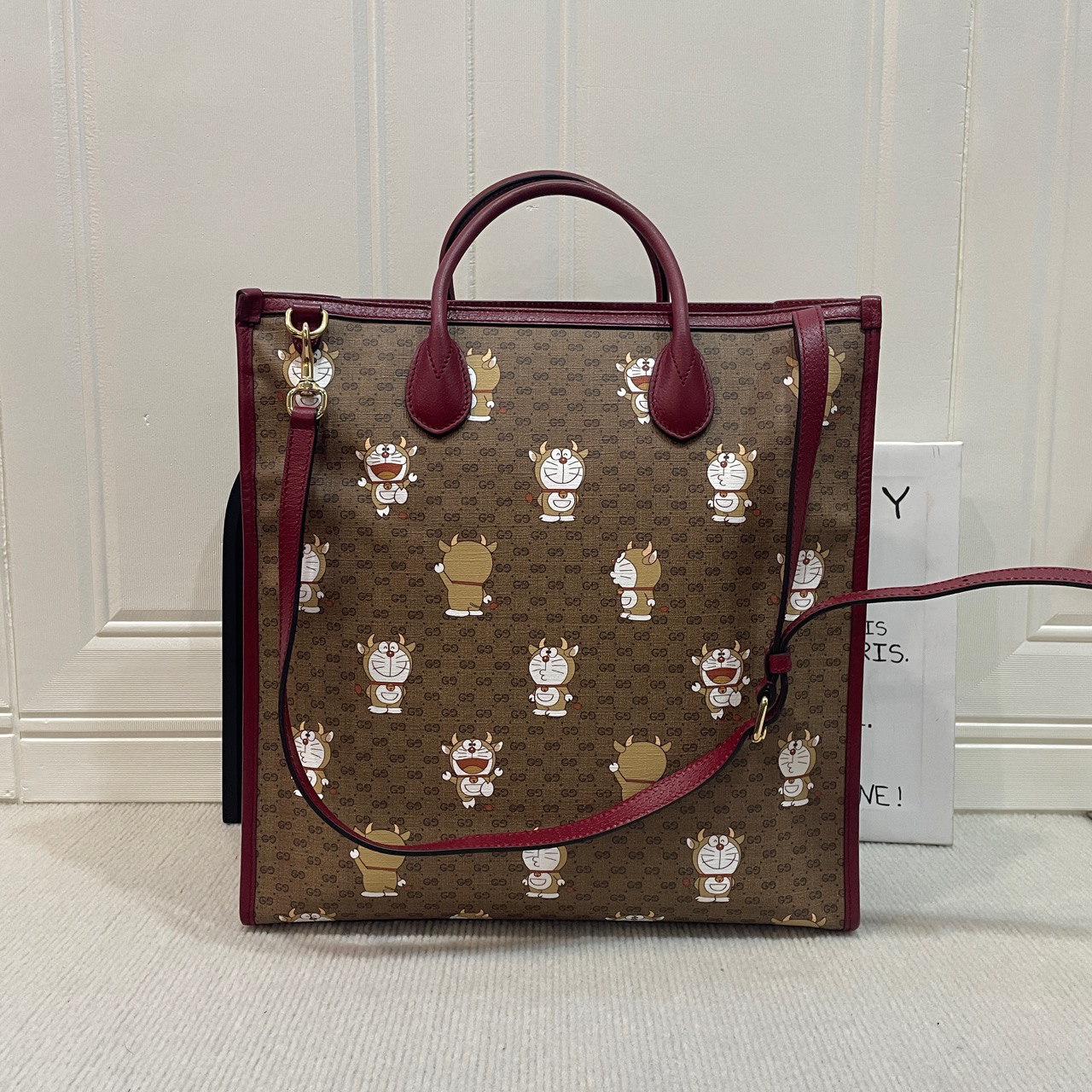 95新 LouisVuitton/路易威登 古驰联名款老花拼皮托特包