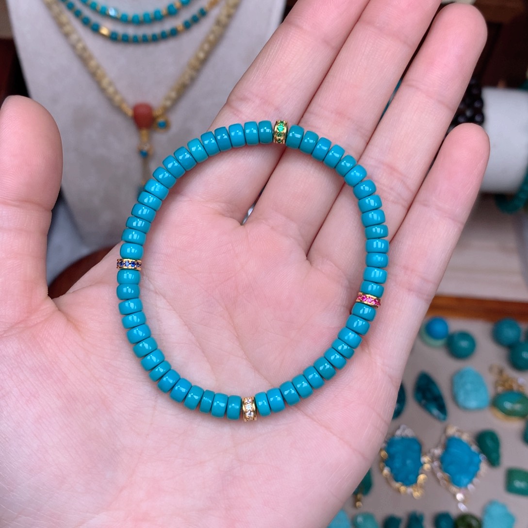 绿松石珠宝奇石18K金镶嵌