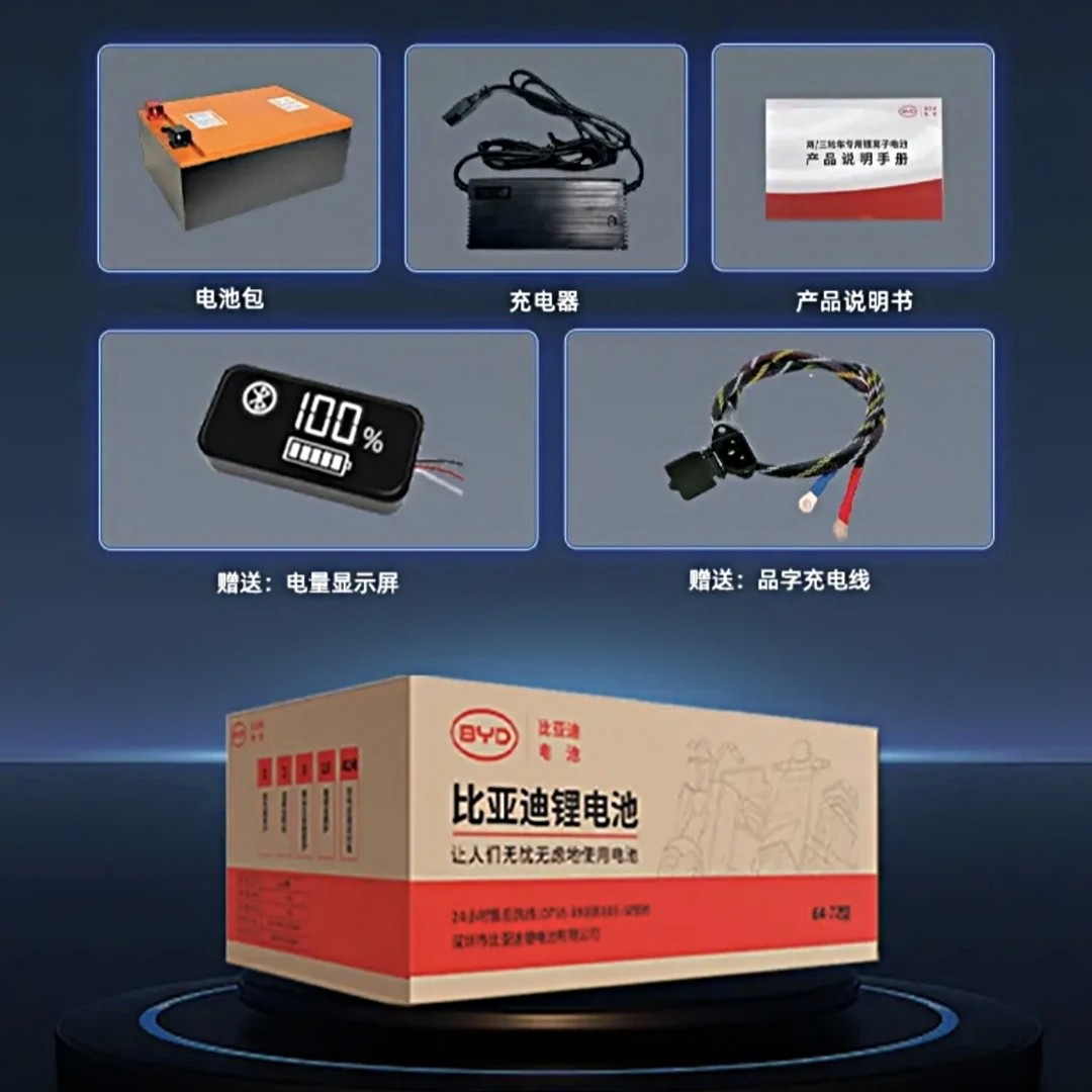BYD/比亚迪磷酸铁锂电池适配电动二轮、三轮、低速小四轮（含充含表）