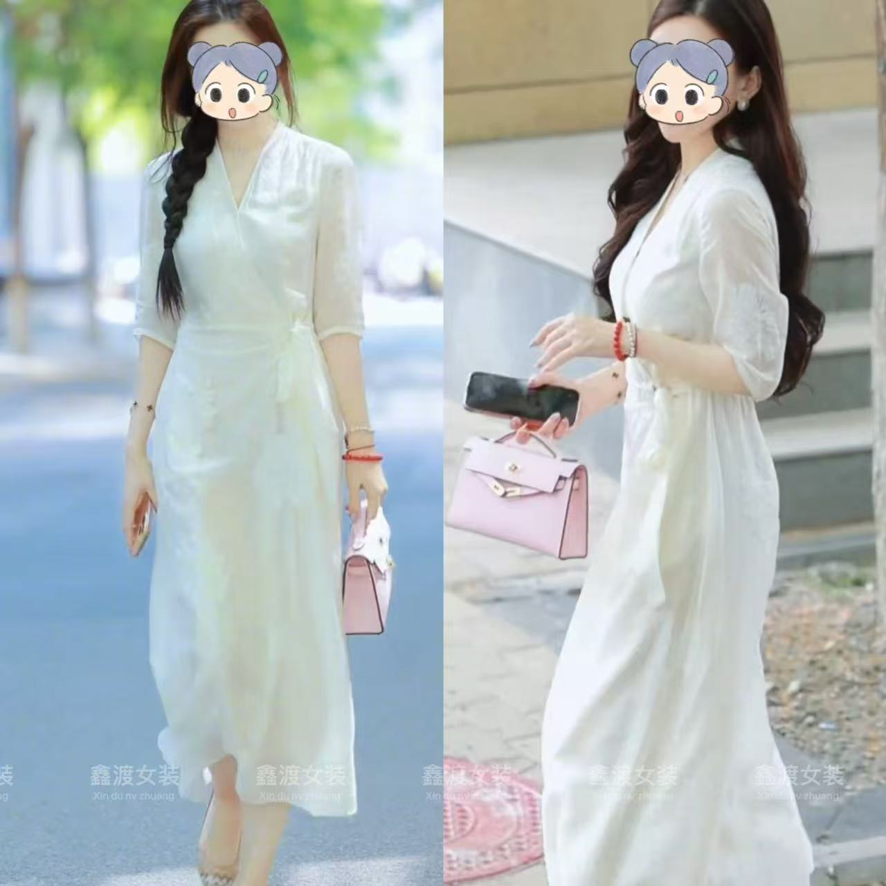 2025夏季新款时尚显瘦气质女士网红洋气连衣裙百搭款D9823