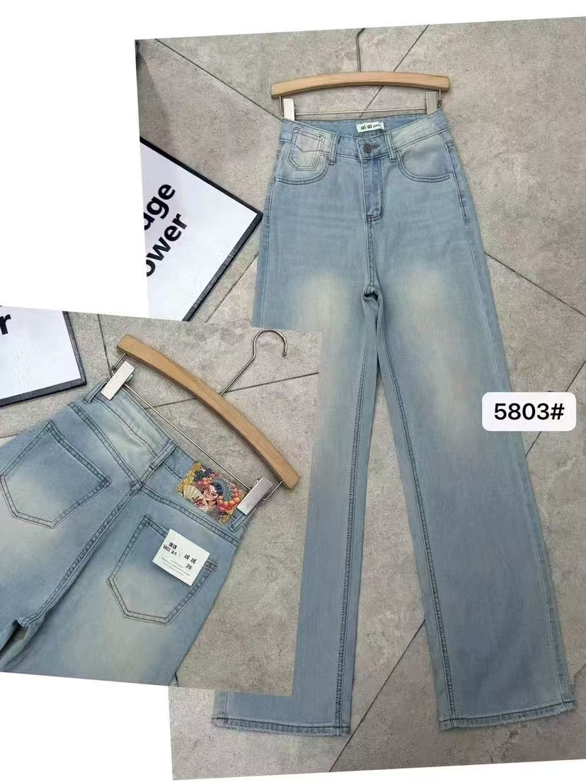 158以上晕染粉色彩绘窄版阔腿裤5803