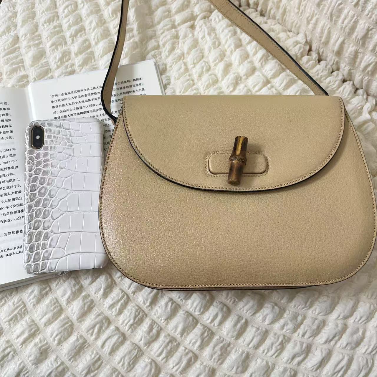 95新 GUCCI/古驰 95新Gucci古驰中古竹节扣斜挎包