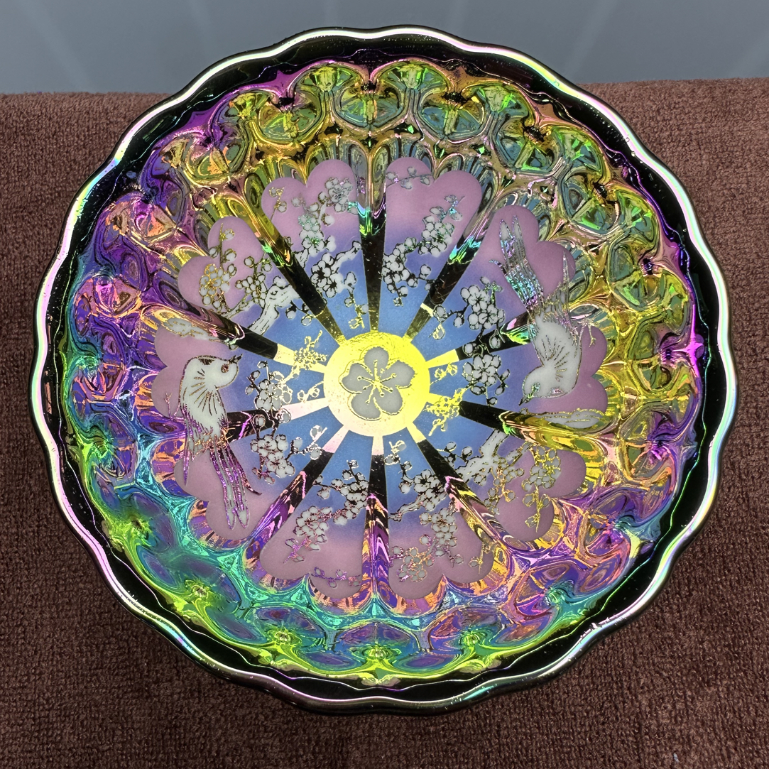 七彩喜上眉梢夜光杯-高端茶器主人杯