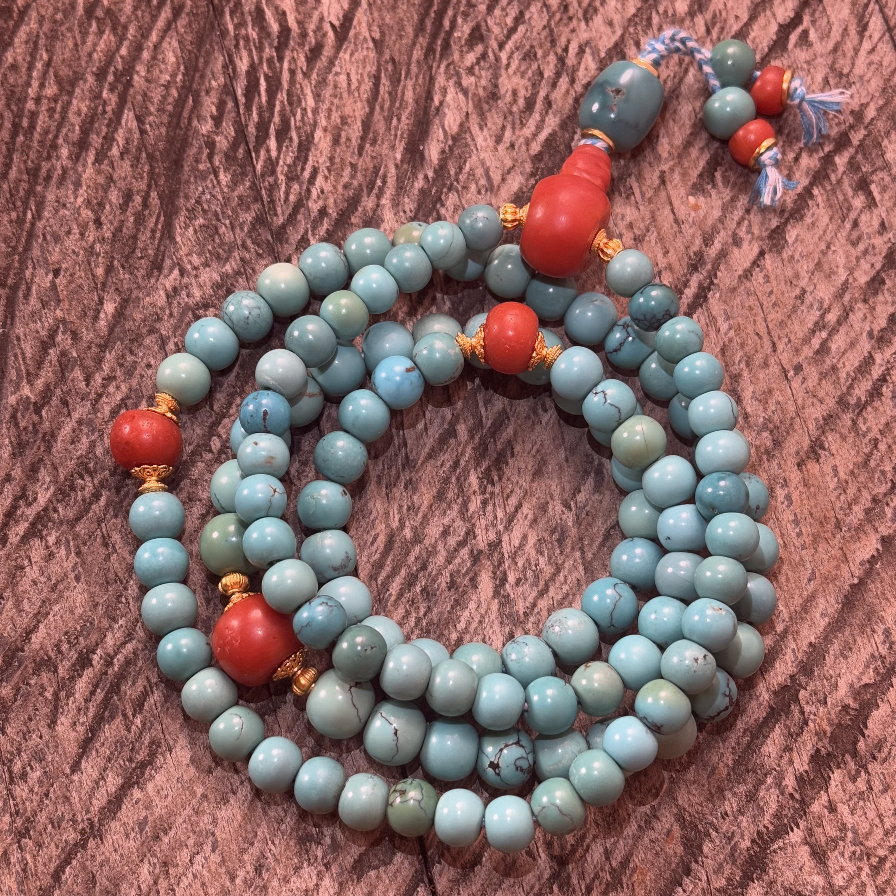 108颗绿松石念珠串复古串珠长链