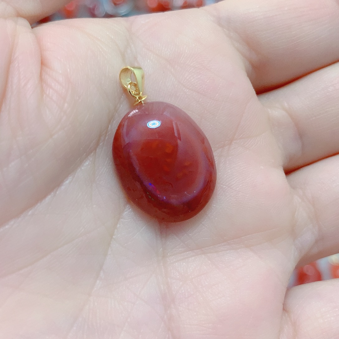 南红玛瑙吊坠(不含链)银S925镶嵌