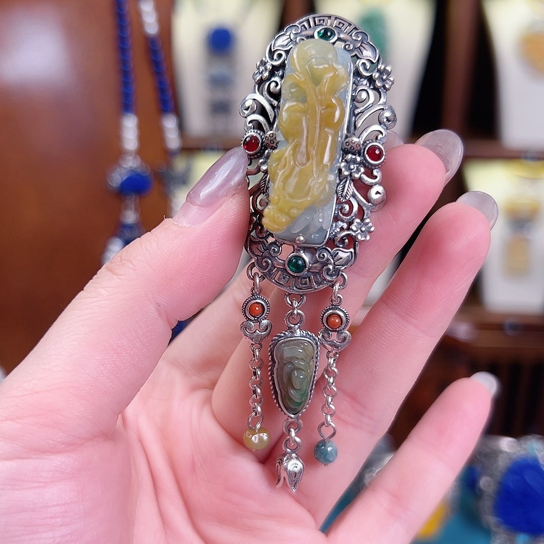 翡翠银S925镶嵌戒指/指环戒指