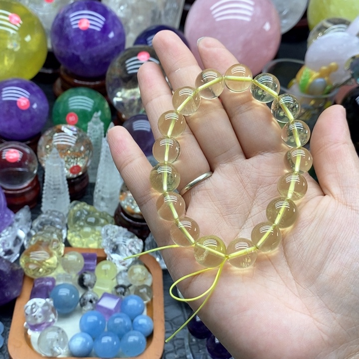 梦***石材天然黄水晶手串